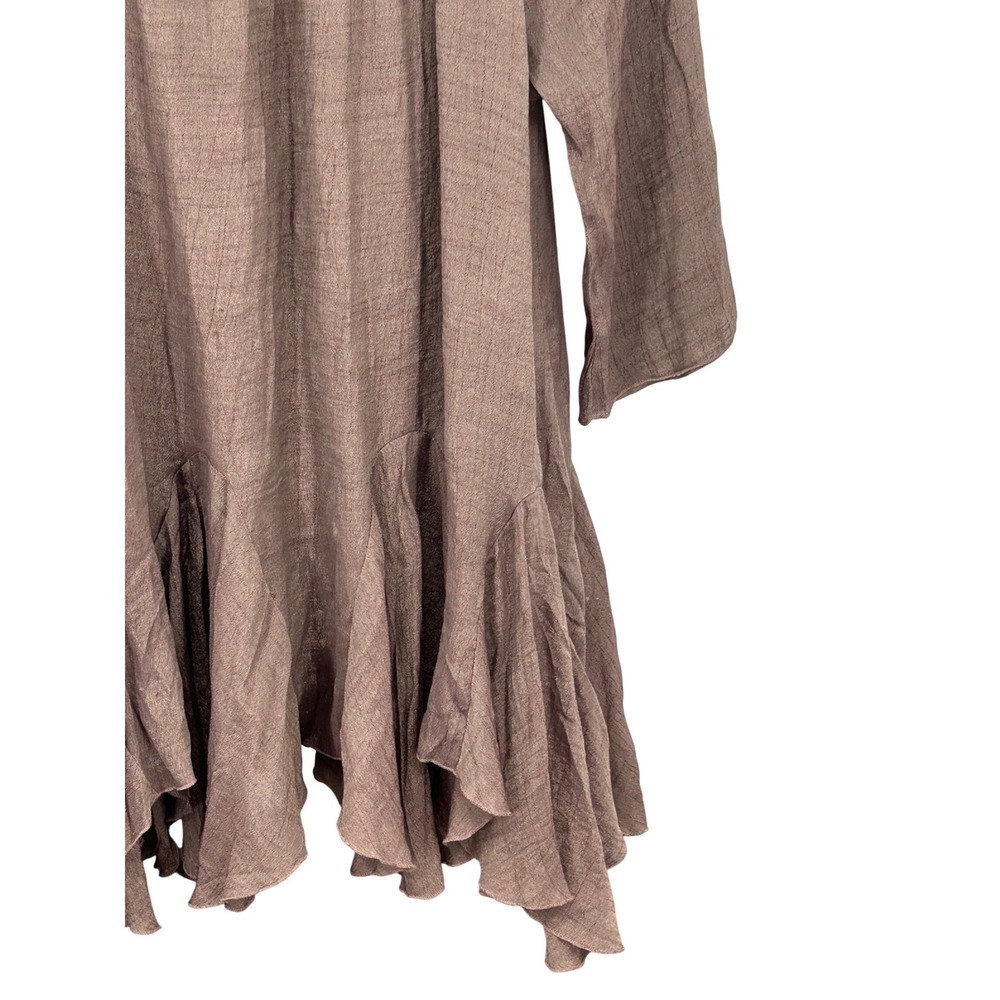 Indigo Soul Brown Ruffle Hem Tunic Top Boho Lagenlook XL - Picture 4 of 8